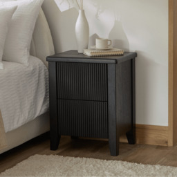 Raleigh Black 2 Drawer Bedside Table - thumbnail 1