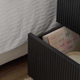 Raleigh Black 2 Drawer Bedside Table - thumbnail 2