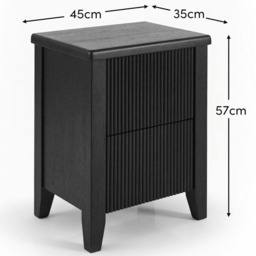 Raleigh Black 2 Drawer Bedside Table - thumbnail 5