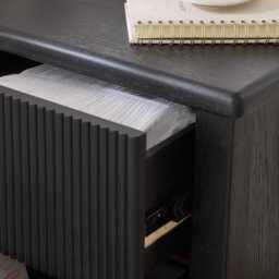 Raleigh Black 2 Drawer Bedside Table - thumbnail 3
