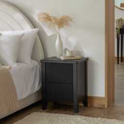 Raleigh Black 2 Drawer Bedside Table - thumbnail 6