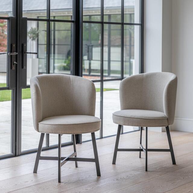 Jacob Sand Dining Chairs - Set of 2 - Black Legs - image 1