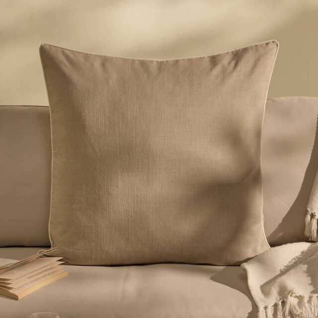 Camber 57x57cm Garden Scatter Cushion Cover - Sand with Off White Piping - image 1