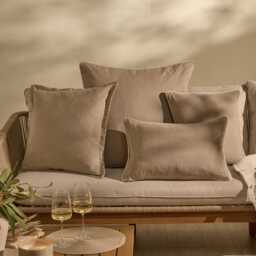 Camber 57x57cm Garden Scatter Cushion Cover - Sand with Off White Piping - thumbnail 5