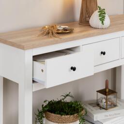 Bampton Alabaster White 3 Drawer Console Table - thumbnail 3