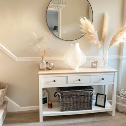 Bampton Alabaster White 3 Drawer Console Table - thumbnail 4