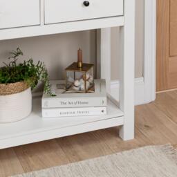 Bampton Alabaster White 3 Drawer Console Table - thumbnail 5