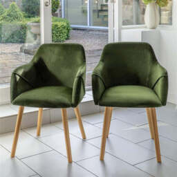 Freya Fern Green Armchairs - Set of 2 - Pale Oak Legs - thumbnail 1