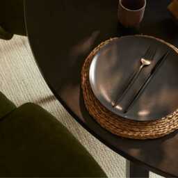 Levi Black Round Dining Table Set - 4 Seater - Freya Fern Green Dining Chairs with Black Legs - thumbnail 5