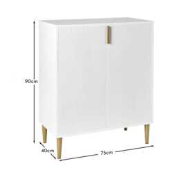Gloria 2 Door Small Sideboard - White & Brass Legs - thumbnail 5