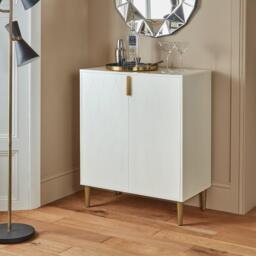 Gloria 2 Door Small Sideboard - White & Brass Legs - thumbnail 1