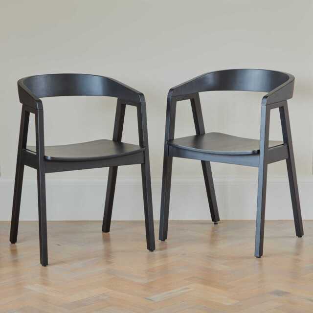 Ella Black Oak Dining Armchairs - Set of 2 - image 1