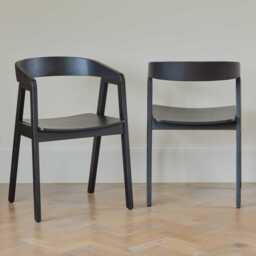 Ella Black Oak Dining Armchairs - Set of 2 - thumbnail 2