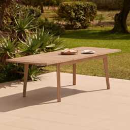 Saffron 6 Seater Extending Wooden Garden Dining Set with Saffron Black/Beige Chairs - thumbnail 2