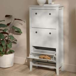 Sandhurst 60cm Three Door Shoe Cabinet - Snow White - thumbnail 3