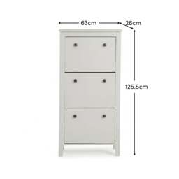 Sandhurst 60cm Three Door Shoe Cabinet - Snow White - thumbnail 6