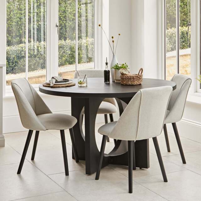 Jade 4 Seater Black Dining Table Set - Freya Sand Dining Chairs with Black Legs - image 1