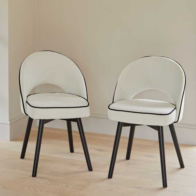 Marilyn Ivory Dining Chairs - Set of 2 - Black Oak Legs - image 1