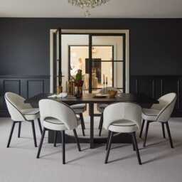 Marilyn Ivory Dining Chairs - Set of 2 - Black Oak Legs - thumbnail 3