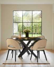 Marilyn Ivory Dining Chairs - Set of 2 - Black Oak Legs - thumbnail 4