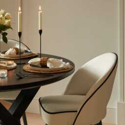 Marilyn Ivory Dining Chairs - Set of 2 - Black Oak Legs - thumbnail 2