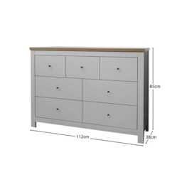 Bampton 7 Drawer Chest of Drawers  - Stone Grey - thumbnail 6