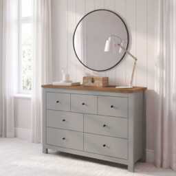 Bampton 7 Drawer Chest of Drawers  - Stone Grey - thumbnail 2
