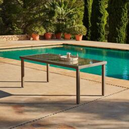 Marston 8 Seater Rattan Garden Dining Set - Natural Brown - Glass Top - thumbnail 2