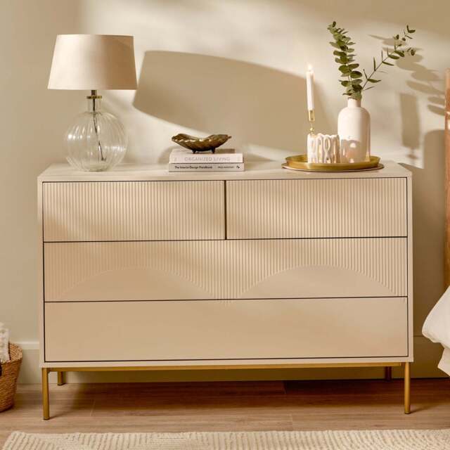 Luella 120cm 4 Drawer Fluted Chest of Drawers - Driftwood - image 1
