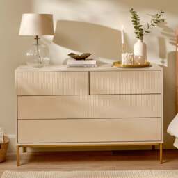 Luella 120cm 4 Drawer Fluted Chest of Drawers - Driftwood - thumbnail 1