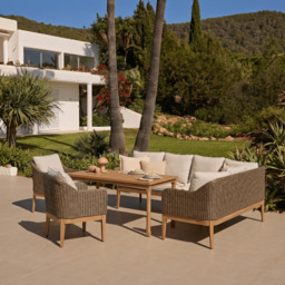 Harlyn 8 Seater Wooden Garden Dining Set with Corner Sofa & 2 Harlyn Dining Armchairs - thumbnail 1
