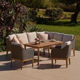 Harlyn 8 Seater Wooden Garden Dining Set with Corner Sofa & 2 Harlyn Dining Armchairs - thumbnail 2
