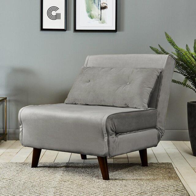 Una Single Sofa Bed - Grey Velvet - image 1