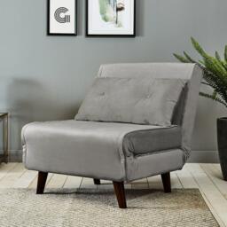 Una Single Sofa Bed - Grey Velvet