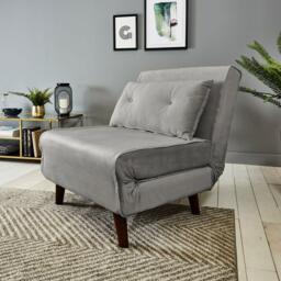 Una Single Sofa Bed - Grey Velvet - thumbnail 3