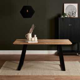 Atlas Chalked Mango Wood Dining Table Set -  6 Seater - Freya Ecru Boucle Dining Chairs - Black Oak Legs - thumbnail 2