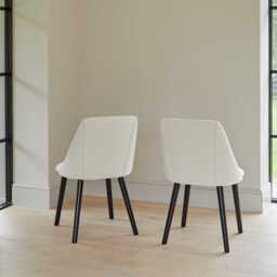 Atlas Chalked Mango Wood Dining Table Set -  6 Seater - Freya Ecru Boucle Dining Chairs - Black Oak Legs - thumbnail 5