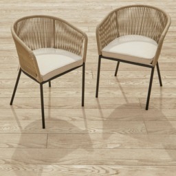 Willow 4 Seater Round Wooden Garden Dining Set - Hali Natural Chairs - thumbnail 3