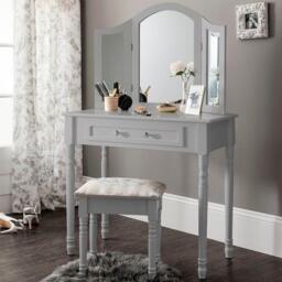 Sienna Grey Dressing Table with Mirror & Stool