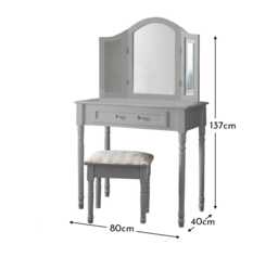 Sienna Grey Dressing Table with Mirror & Stool - thumbnail 2