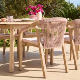 Shiro Pale Grey Concrete Dining Table Set - 6 Seater - Shiro Pink Rope Dining Chairs - thumbnail 6