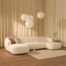 Nathalia Double Chaise Sofa - Chalk White Boucle - thumbnail 5