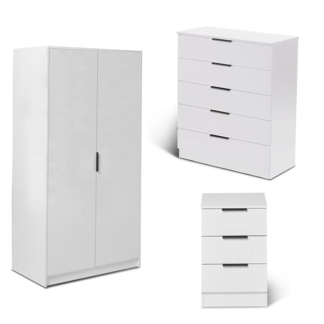 Essie 3 Piece Bedroom Set - 5 Chest of Drawers - Pure White - image 1