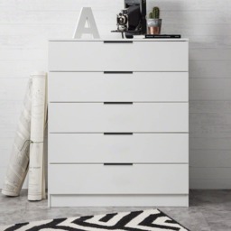Essie 3 Piece Bedroom Set - 5 Chest of Drawers - Pure White - thumbnail 4