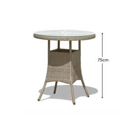 Kemble 2 Seater Round Rattan Garden Bistro Table - Light Grey with Clear Glass Top - thumbnail 5