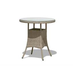 Kemble 2 Seater Round Rattan Garden Bistro Table - Light Grey with Clear Glass Top - thumbnail 4
