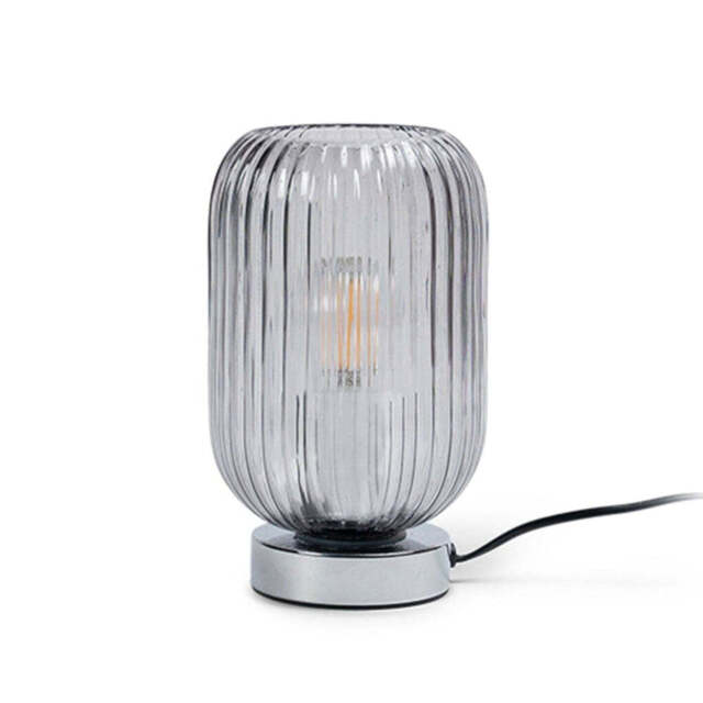 Elland 22.5cm Glass Table Lamp - Smoked & Chrome - image 1