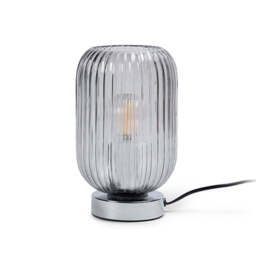 Elland 22.5cm Glass Table Lamp - Smoked & Chrome