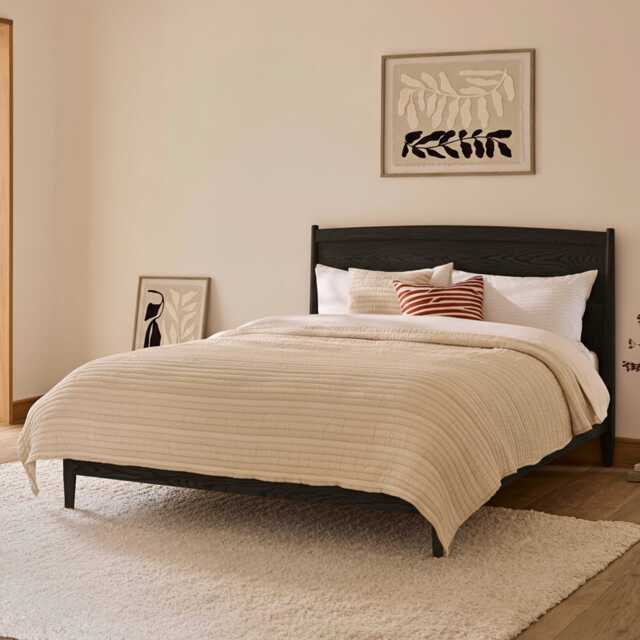 Ida Double Wooden Bed - Black Oak - image 1