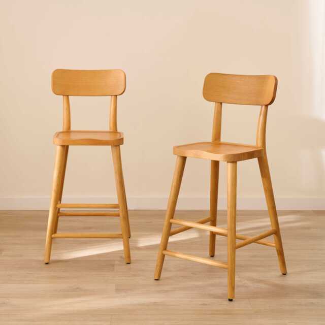 Silvester Classic Oak Bar Stool with Backrest - image 1